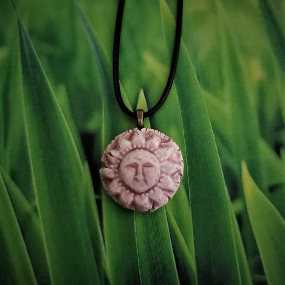 Handmade Ceramic Pink Sun Pendant Necklace, Sol Pendant - Picture 11 of 13